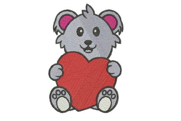 Cute Koala Holding a Big Red Heart