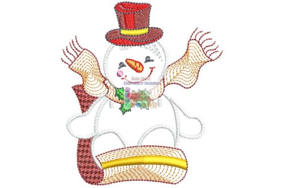 Snowman Skiing on a Toboggan
